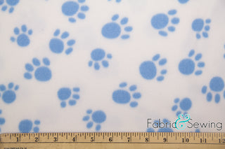 Buy puppy-paws-blue Plush Paws Anti-Pill Polar Fleece Fabric Polyester 13 Oz 58-60"