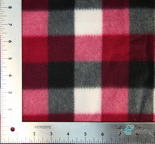 Buy cranberry-checkers TicTacToe Plaid Anti-Pill Polar Fleece Fabric Polyester 13 Oz 58-60"