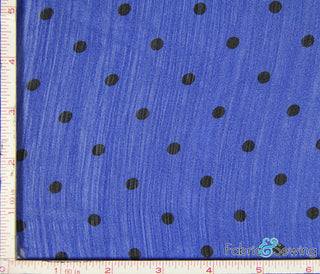 Buy royal-black Polka Dot Print Sheer Yoryu Chiffon Fabric Polyester 57-58"