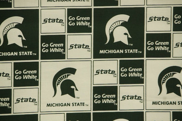 Michigan State Spartans Football Checkered Sheeting Fat Quarter NCAA