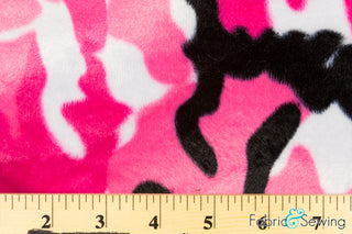 Pink Camouflage Print Velboa Plush Faux Fake Fur