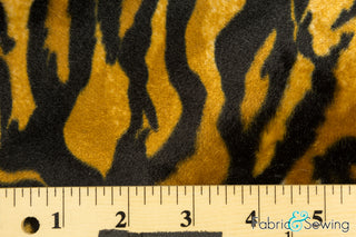 Taupe and Gold Tiger Print Velboa Plush Faux Fake Fur