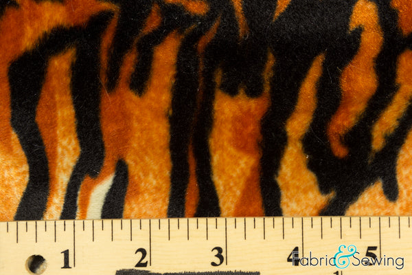 Orange Tiger Print Velboa Plush Faux Fake Fur