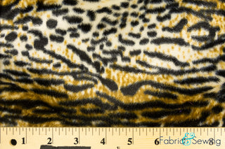 Taupe Wildcat Print Velboa Plush Faux Fake Fur