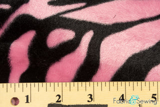 Pink and Black Large Zebra Animal Print Velboa Plush Faux Fake Fur