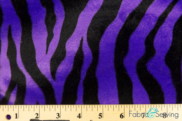 Purple and Black Zebra Animal Print Velboa Plush Faux Fake Fur