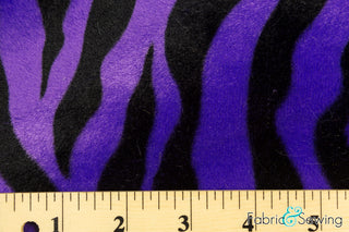 Purple and Black Zebra Animal Print Velboa Plush Faux Fake Fur