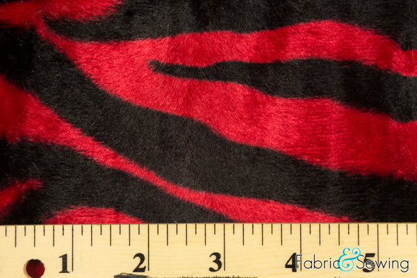 Red and Black Zebra Animal Print Velboa Plush Faux Fake Fur