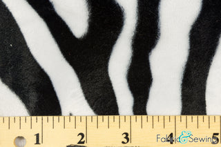 White and Black Zebra Large Print Velboa Plush Faux Fake Fur