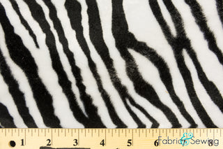 White and Black Zebra Small Print Velboa Plush Faux Fake Fur