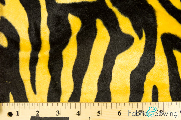 Yellow and Black Zebra Animal Print Velboa Plush Faux Fake Fur