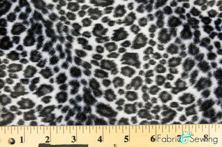 White and Black Snow Cheetah Print Velboa Plush Faux Fake Fur