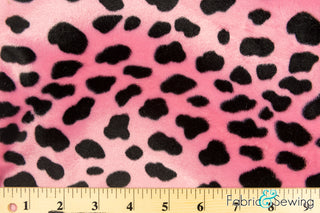 Pink Dalmation Puppy Dog Animal Print Velboa Plush Faux Fake Fur