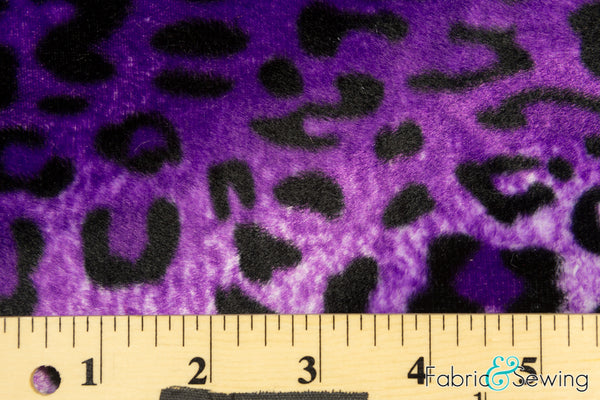Purple Leopard Animal Print Velboa Plush Faux Fake Fur