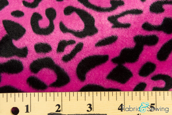 Pink Leopard Animal Print Velboa Plush Faux Fake Fur