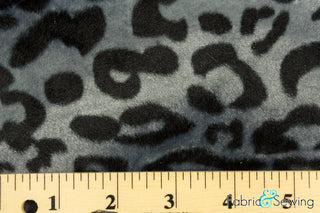 Grey Leopard Animal Print Velboa Plush Faux Fake Fur