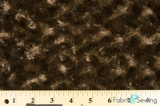 Brown Minky Swirl Rose Blossom Ball Rosebud Plush Fur Fabric Polyester 16 oz 58-60