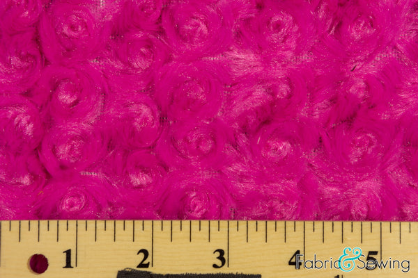 Hot Pink Minky Swirl Rose Blossom Ball Rosebud Plush Fur Fabric Polyester 16 oz 58-60