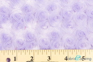 Lavender Lilac Purple Minky Swirl Rose Blossom Ball Rosebud Plush Fur Fabric Polyester 16 oz 58-60