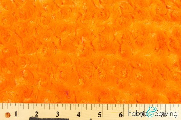 Orange Minky Swirl Rose Blossom Ball Rosebud Plush Fur Fabric Polyester 16 oz 58-60