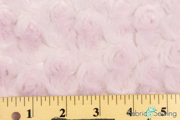 Light Pink Minky Swirl Rose Blossom Ball Rosebud Plush Fur Fabric Polyester 16 oz 58-60