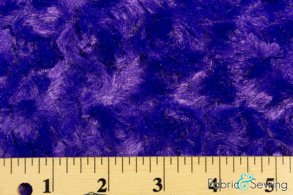 Purple Minky Swirl Rose Blossom Ball Rosebud Plush Fur Fabric Polyester 16 oz 58-60