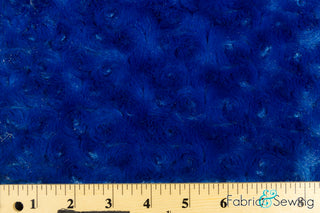 Royal Blue Minky Swirl Rose Blossom Ball Rosebud Plush Fur Fabric Polyester 16 oz 58-60
