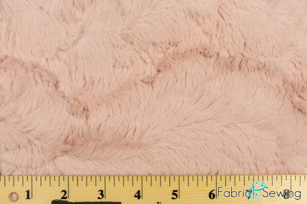 Dusty Coral Pink Shaggy Medium Pile Faux Fake Plush Fur