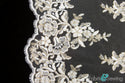 Ivory Cream Beige Flower Wreath Scalloped Edge Embroidered Lace