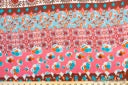 Coral Pink and Blue Sunflower Paisley Floral Print Rayon Gauze Crepon Woven Fabric Rayon 54-55-3