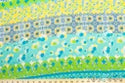Turquoise Blue and Green Sunflower Paisley Floral Print Rayon Gauze Crepon Woven Fabric Rayon 54-55-3