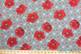 Geometric Carnation Flower Print Sheer High Multi Chiffon Fabric Polyester 2 Oz 58-60