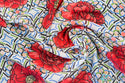 Red Geometric Carnation Flower Print Sheer High Multi Chiffon Fabric Polyester 2 Oz 58-60