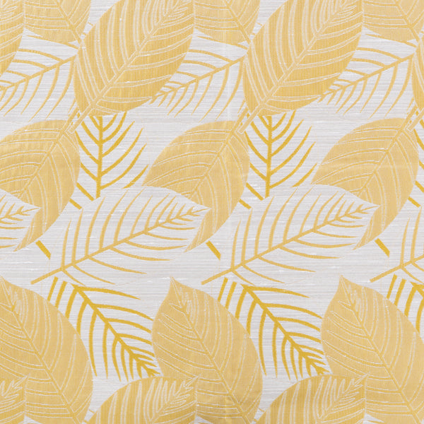 Yellow Large Leaf Design Jacquard Weave Upholstery Fabric Polyester Medium Weight 54