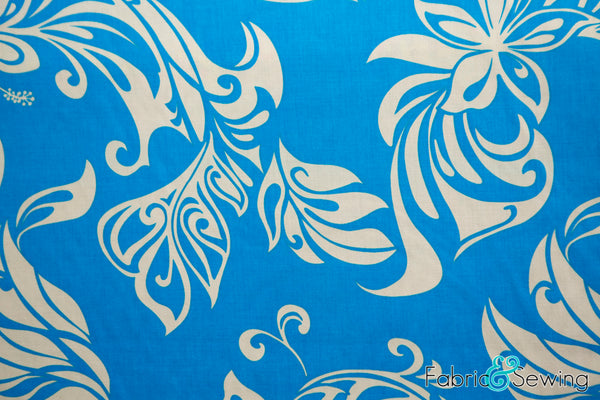 Hawaiian Island Flowers Print Woven Poplin Fabric Rayon 45