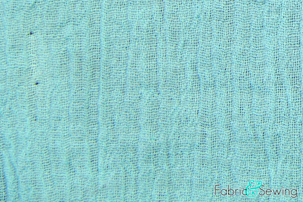 Light Blue Wrinkled Crinkled Gauze Fabric Cotton 40-45