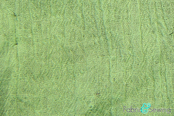 Sage Green Wrinkled Crinkled Gauze Fabric Cotton 40-45