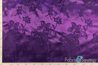 Buy purple Flower Brocade Jacquard Charmeuse Satin