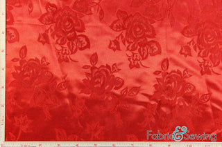 Buy red Flower Brocade Jacquard Charmeuse Satin