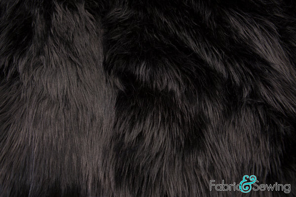 Black Fake Faux Fur Plush • High Pile