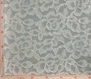 Buy natural Flower With Leaf Embroidery Lace Fabric 4 Way Stretch Nylon 70-72"