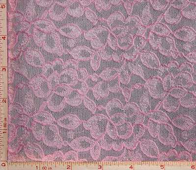 Flower With Leaf Embroidery Lace Fabric 4 Way Stretch Nylon 70-72