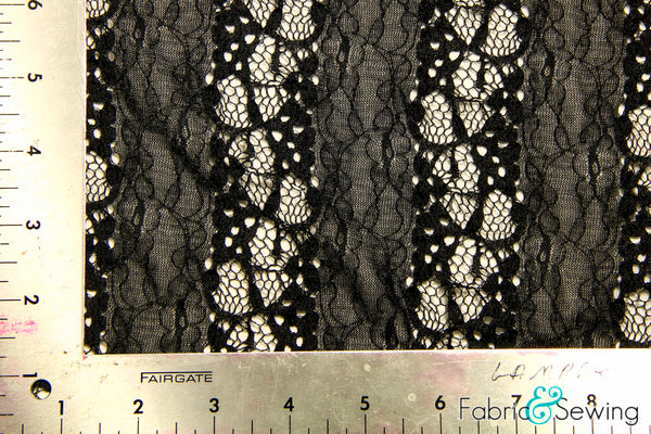 Striped Flower Stretch Lace Fabric 4 Way Stretch Nylon Spandex 52-53