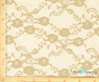 Buy ivory-std Flower Stretch Lace Fabric 4 Way Stretch Nylon Spandex 58-60"