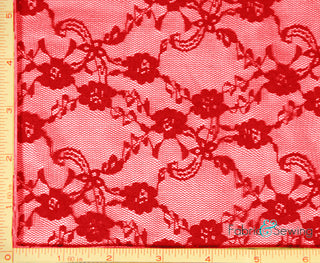 Buy red-std Flower Stretch Lace Fabric 4 Way Stretch Nylon Spandex 58-60"