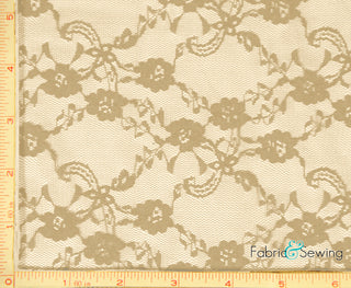 Buy taupe-std Flower Stretch Lace Fabric 4 Way Stretch Nylon Spandex 58-60"