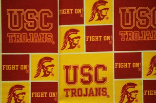 USC Trojans Football Checkered Sheeting Fabric Cotton 4 Oz 44-45