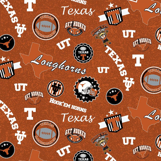 Texas Longhorns Football Orange Sheeting Fabric Cotton 4 Oz 44-45