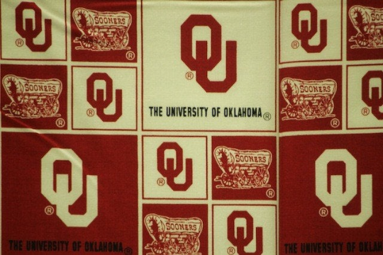 Oklahoma Sooners Football Checkered Sheeting Fabric Cotton 4 Oz 44-45