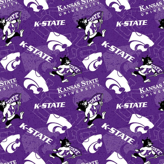 Kansas State University Wildcats Purple Sheeting Fabric Cotton 4 Oz 44-45